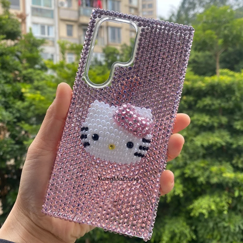 Niedliche Cartoon Sanrio Hello Kitty Blinkende Rosa Diamant-Hülle für Samsung S24 Plus S25 Ultra S25 Edge S23 FE S22 S21 S20 S26 Ultra – Detail 1