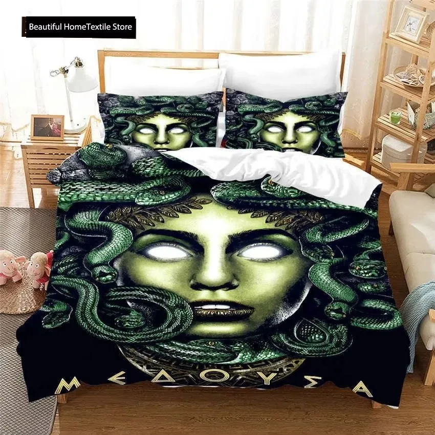 

Wonderful Medusa In Myth 3D Duvet Cover Set Greek Mythology Figurine Medusa Themed Bedding Sets Full Queen Size Comforter Cover