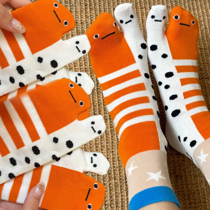 

Breathable Split Toe Cartoon Fish Socks Cute Creative Eel Mid Socks Anti Odor Soft Socks Novelty Ankle Foot Cover Couple Sock