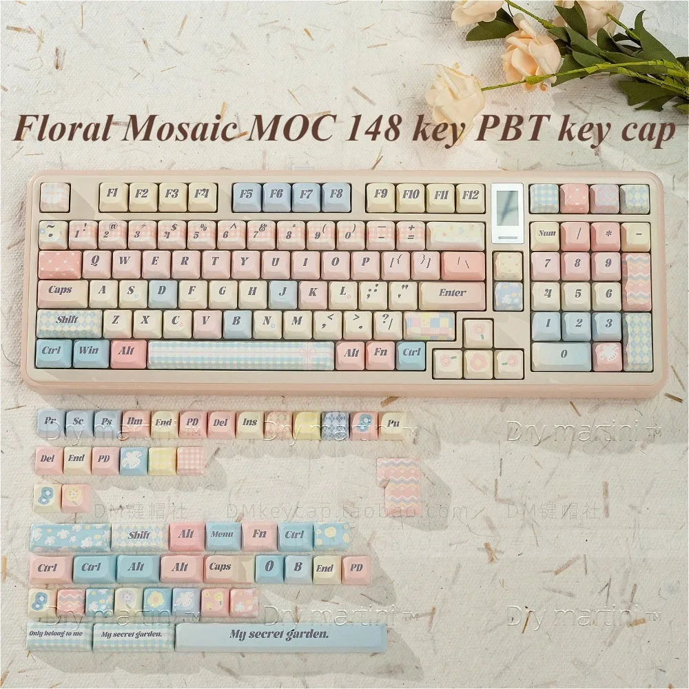 Keyboard Caps, Patchwork MOC 148 Keys PBT for Cherry MX 104/87/61 Mechanical Keyboard Accessories