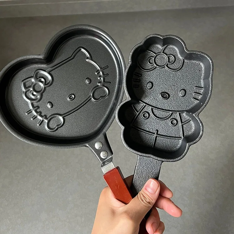 Cute Sanrio Mini Frying Pan Kawaii Hello Kitty Cartoon Egg\'s Pan Kids Breakfast Non Stick Omelet Pan Home Outdoor Camping