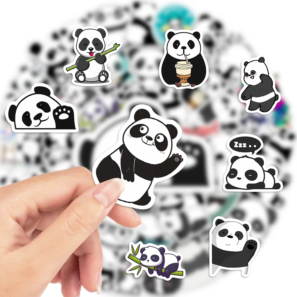 ملصقات باندا كرتونية لطيفة باللون الأسود والأبيض يمكنك صنعها بنفسك لعبة أطفال هدية ملصق مزخرف للهاتف المحمول وزجاجات القصاصات والأمتعة المقاومة للماء #3