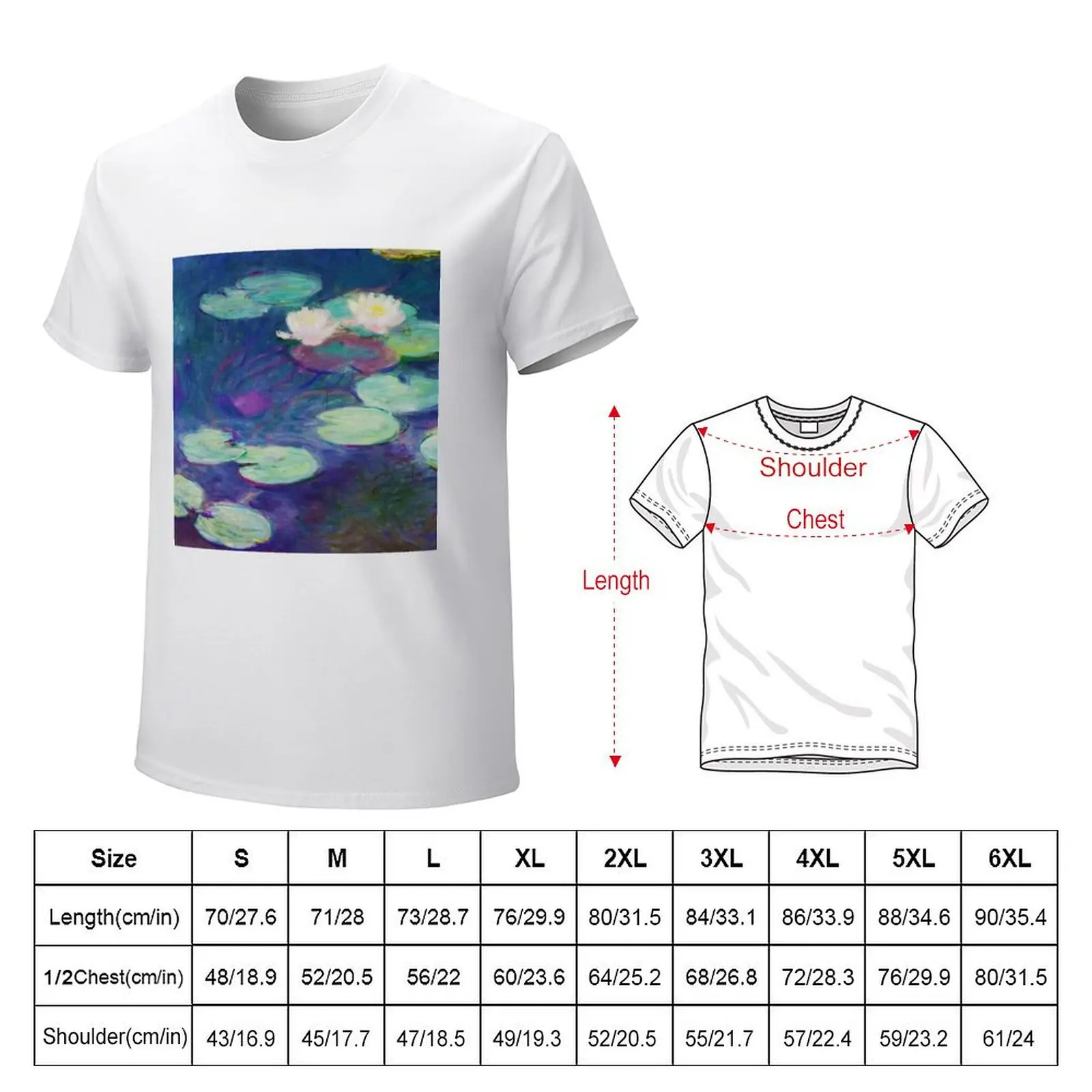 Digital Art essay: Claude Monet Nymphéas, 1897-1899 T-shirt anime summer clothes mens graphic t-shirts pack