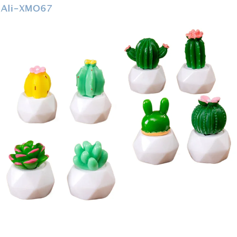 Cartoon Cute Simulated Cactus Resin Figurine Crafts Car Ornament Desktop Creative Trinket Home Accessories Home Small Ornaments