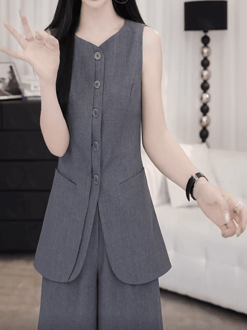 سترة نسائية أنيقة بدون أكمام للربيع والخريف، تصميم جديد أنيق، قماش متنفس من ألياف البوليستر، ملابس كاجوال