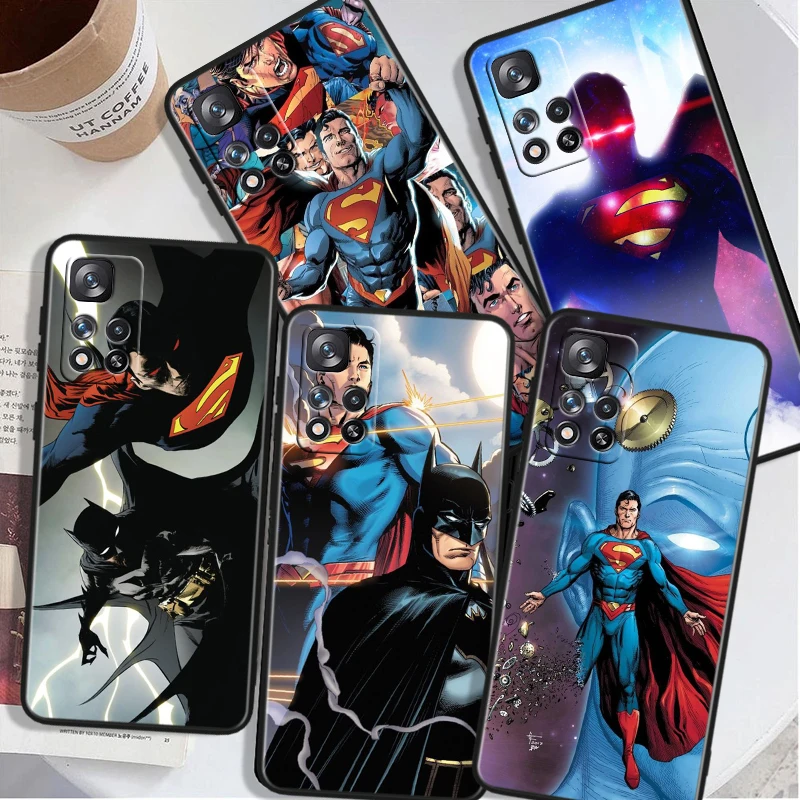 Batman Superman For Xiaomi Redmi Note 13 12 11T 11E 11S 10T 10S Turbo Pro Plus Max Lite Black Soft Phone Case