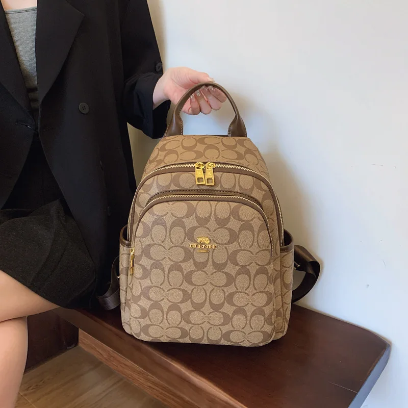 

2025 Vintage Print Backpack for Women Large Capacity Rucksack Roomy Travel Bag Stylish Casual Daypack Retro College Bag