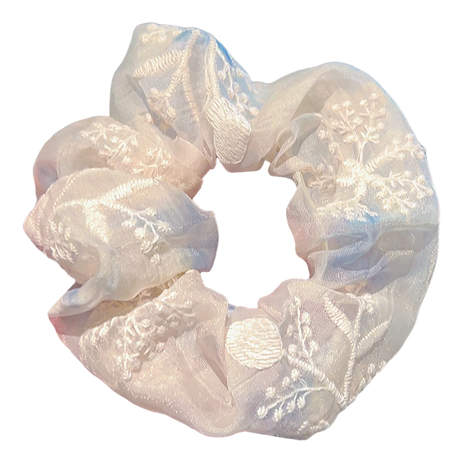 Eleganter Spitzenblumen-Scrunchie im koreanischen Stil, großer Haargummi für Damen und Mädchen, trendiges Haar-Accessoire für den Alltag. – Detail 4