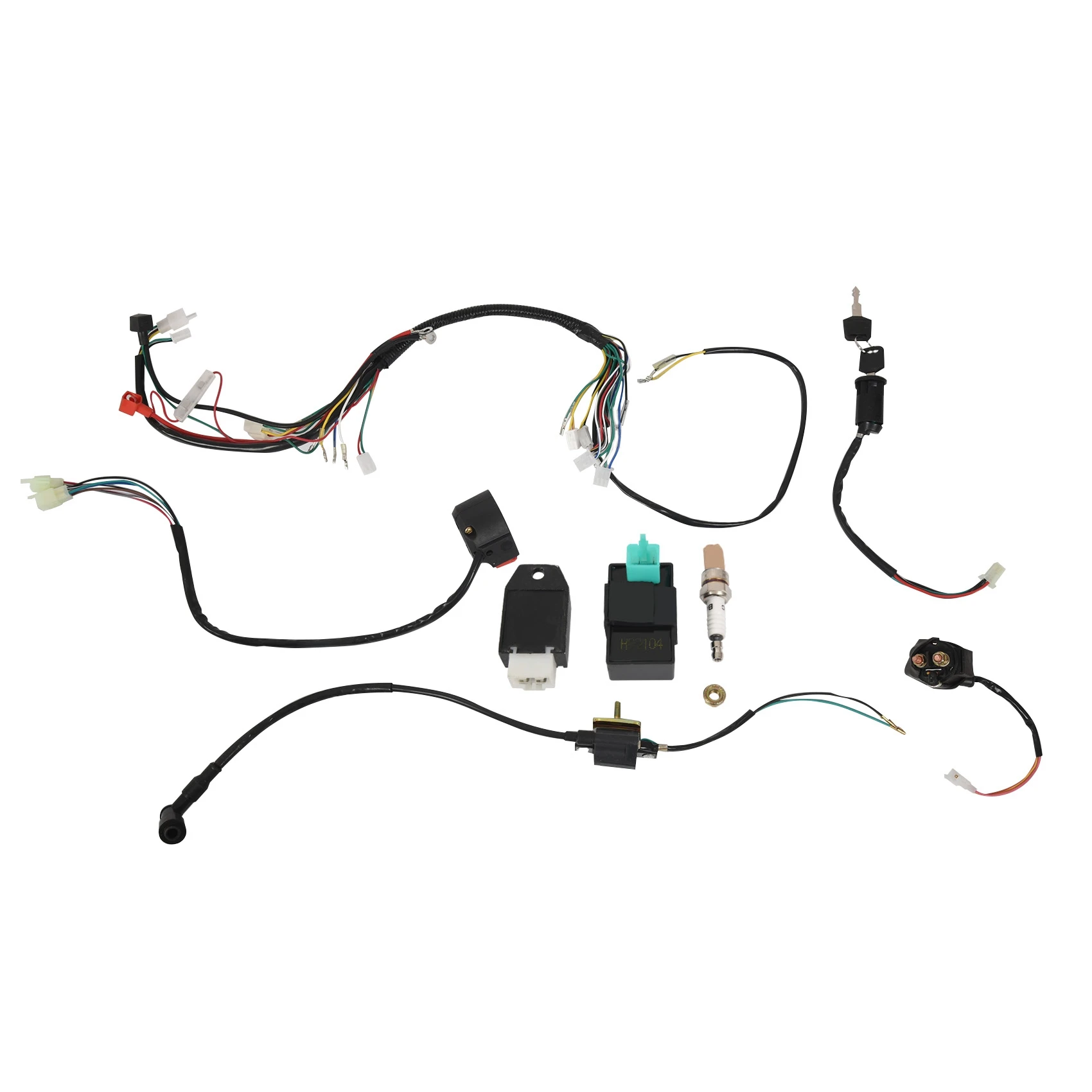 Atv 150Cc 200Cc 250Cc Ignition Coil Harness Switch Assembly Wiring Harness Coil Rectifier CDI ATV Solenoid Spark Plug Quad Pit