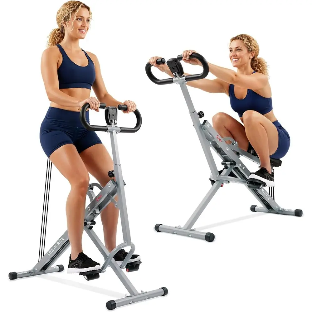 

Row-N-Ride Squat Machines, Adjustable Resistance and Seating/Handle for Home Glutes Training