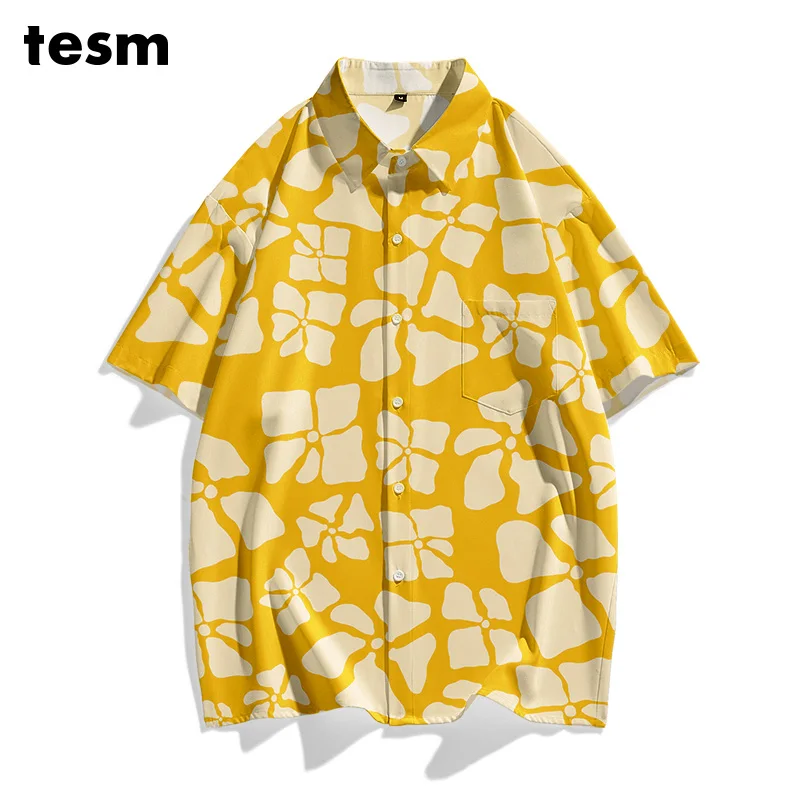 

TESM Мужская красочная рубашка в горошек с коротким рукавом, свободная посадка, повседневные летние пляжные гавайские рубашки, уличная одежда, топ для прогулок для родителей и детей