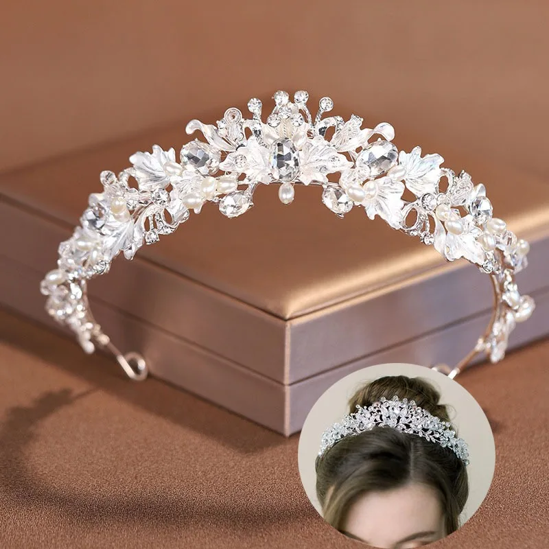 

1pc Fashionable & Exquisite Alloy Crown Headband For Wedding Party Decoration For Women Elegant Tiaras