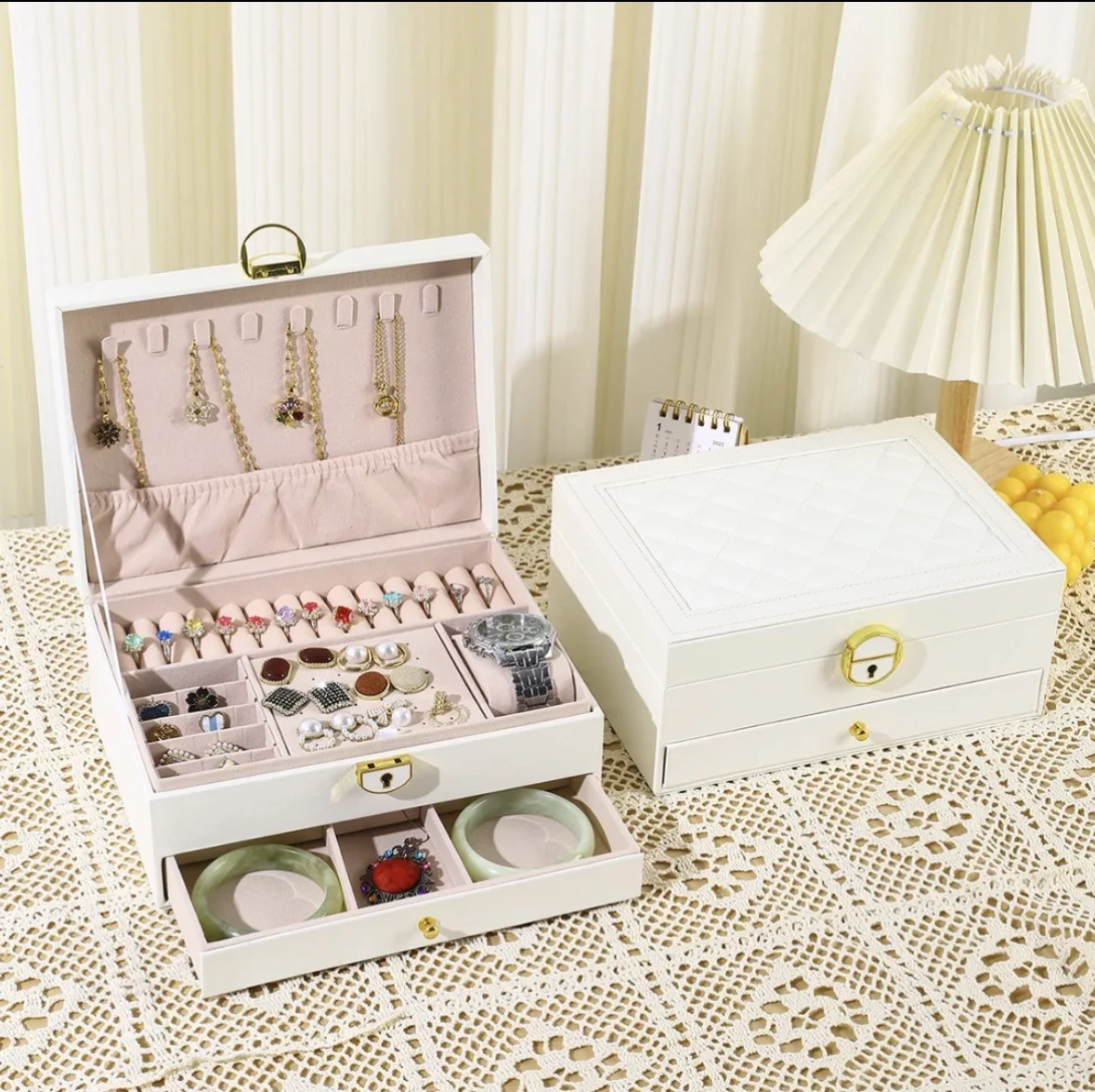 

Роскошная антиокислительная шкатулка для драгоценностей большой емкости, чехол для хранения браслета для часов, многофункциональная косметичка из искусственного материала, китайский или