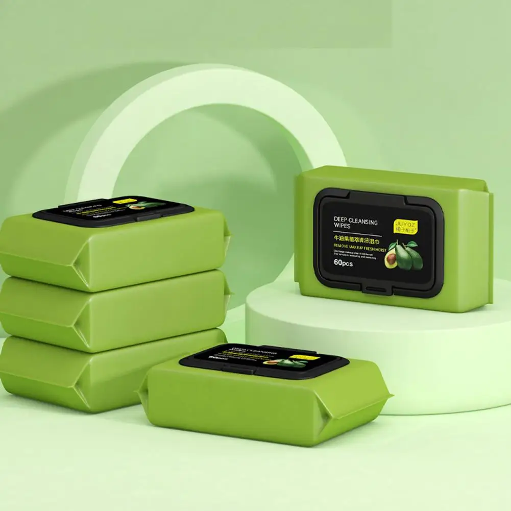 New Avocado Makeup Remover Wipes Disposable Wet Clean Makeup Makeup Wipes Portable Remover Towel Remover Moisturizing T9i3