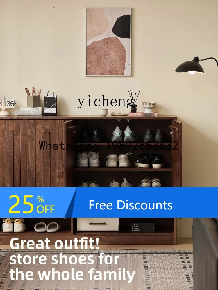 

furniture household black walnut solid wood shoe cabinet storage cabinet