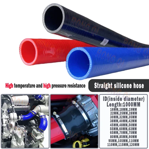 Manguera de silicona recta, tubo de silicona de alta temperatura y alta presión, tubo de turbocompresor Intercooler, tubo de entrada, manguera de agua de 1m