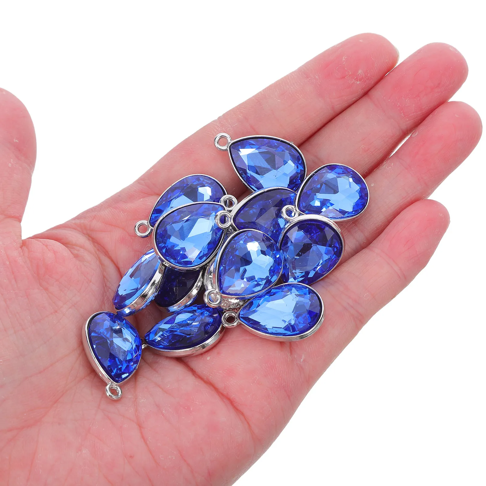 

20Pcs Alloy Glass Teardrop Charms - Shimmering Water Drop Pendants for DIY Earrings Necklaces Bracelets - Jewelry Making
