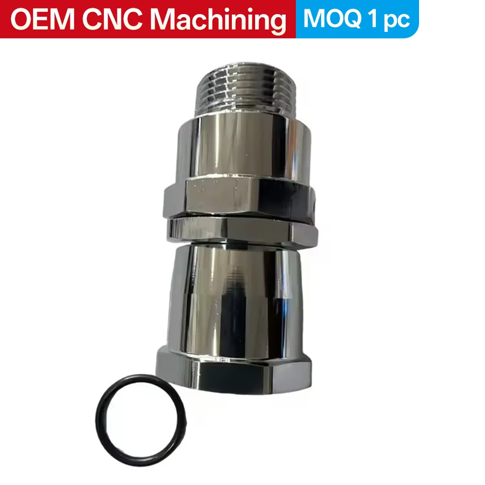 Custom CNC Turning Machining Brass Cable Gland Chrome Plated Waterproof Threaded Connector With O-ring OEM ODM Metal Fitting