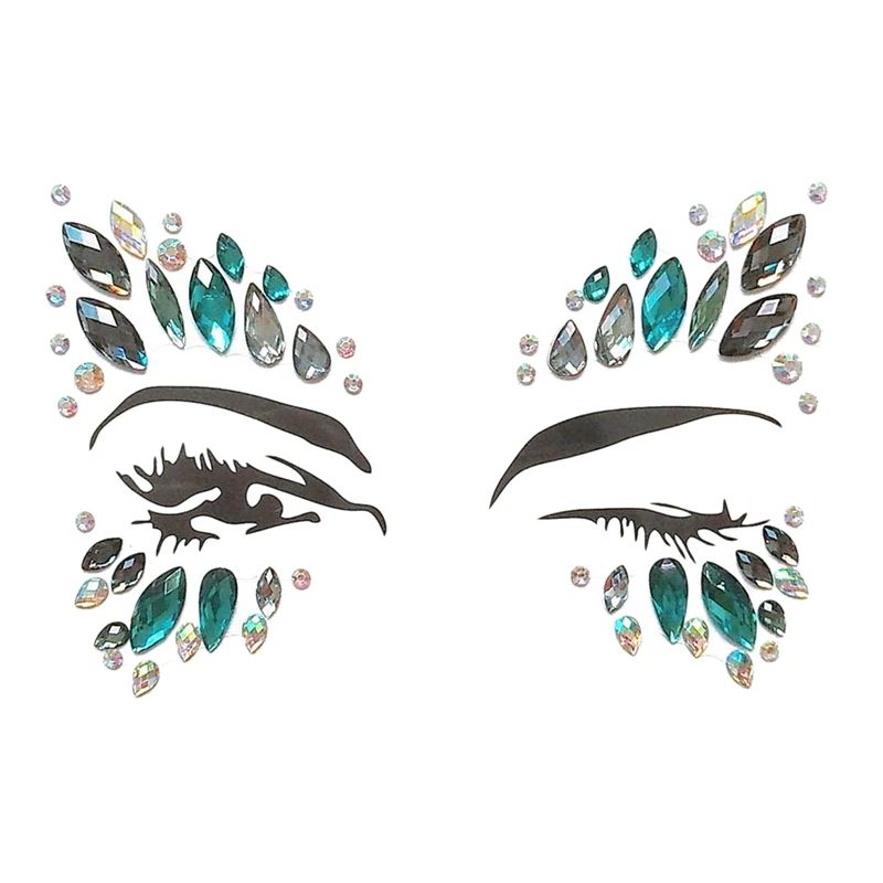 12 Sets Face Gems Rhinestone Mermaid Face Jewels Tattoo - Face Crystal Stickers Tears Gem Stones Temporary Stickers