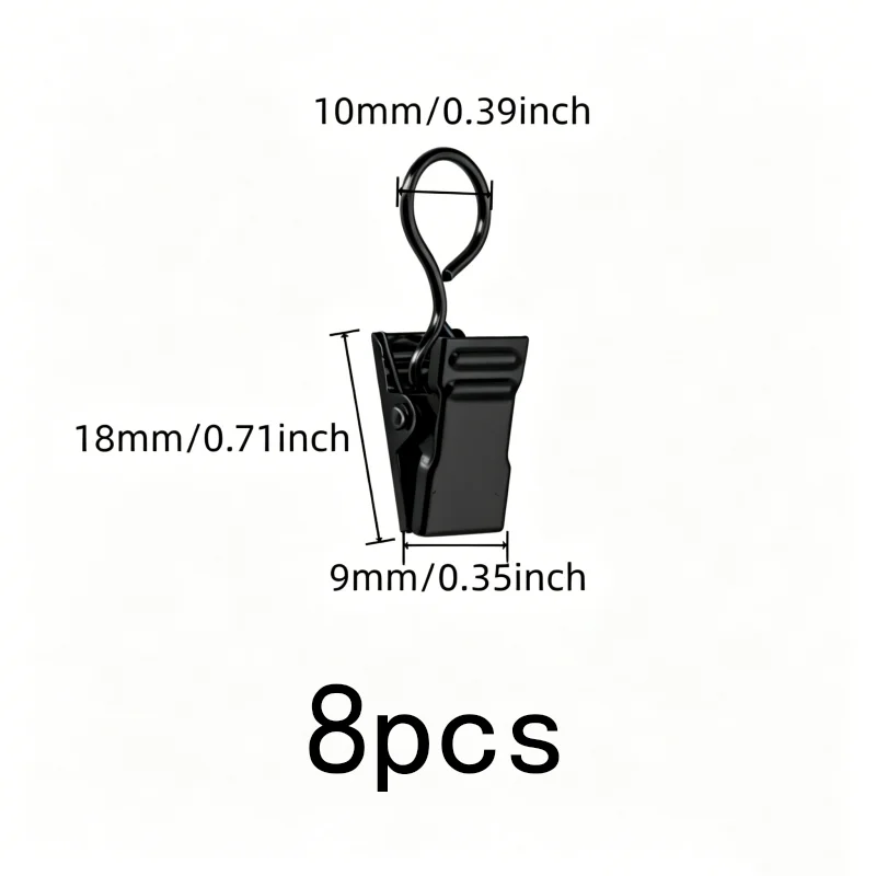 Closed Curtain Hooks 8 pcs, Silver Closed Loop Design, Easy Curtain Install, for Home Decoration, Multipurpose