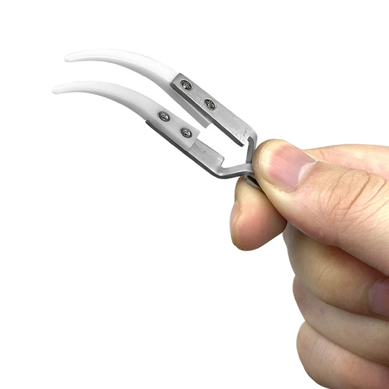 Interchangeable Head Anti-static Stainless Steel Ceramic Tweezers Heat-resistant Anti-magnetic Bending Straight Industrial Clips