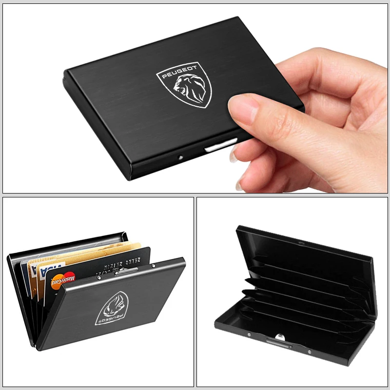 حامل بطاقة الأعمال الفولاذ المقاوم للصدأ حافظة بطاقات الهوية سليم محفظة معدنية لبيجو 206 307 308 3008 207 208 407 508 2008 5008 4008 #3