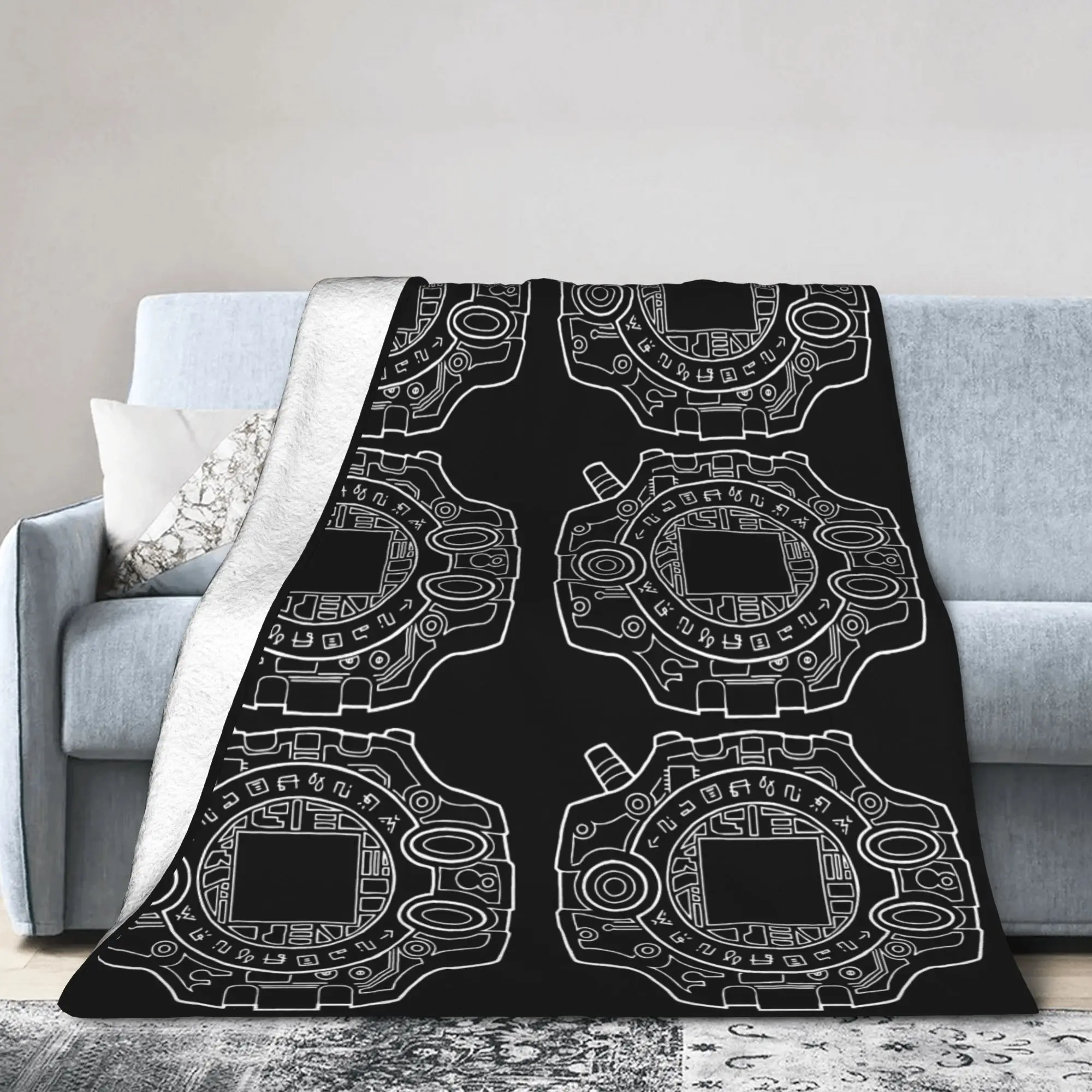 Device Flannel Blankets Digimon Nostalgic Anime Fashion Throw Blankets for  Sofa Bedding Lounge 150*125cm Plush Thin Quilt,
