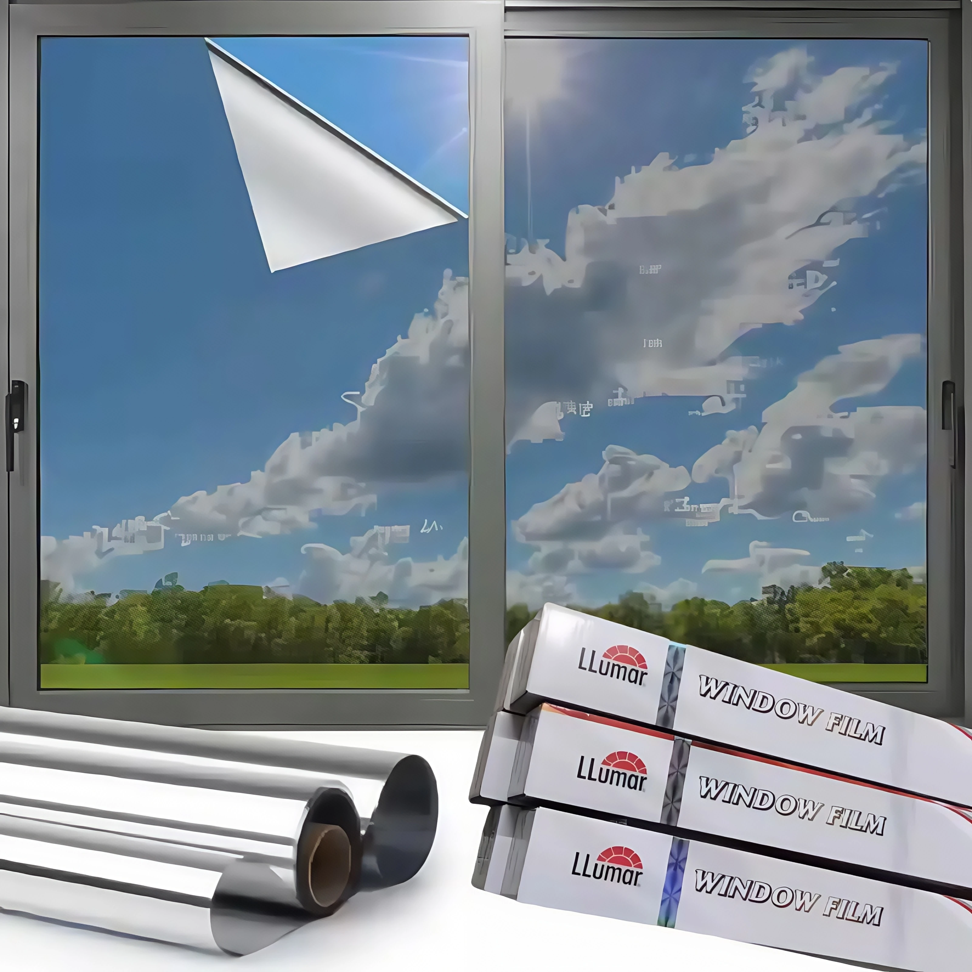LLumar Commercial Building Privacy Window Film Reflective One Way Mirror Solar Control UV Protection Heat Reduction Glass Cover