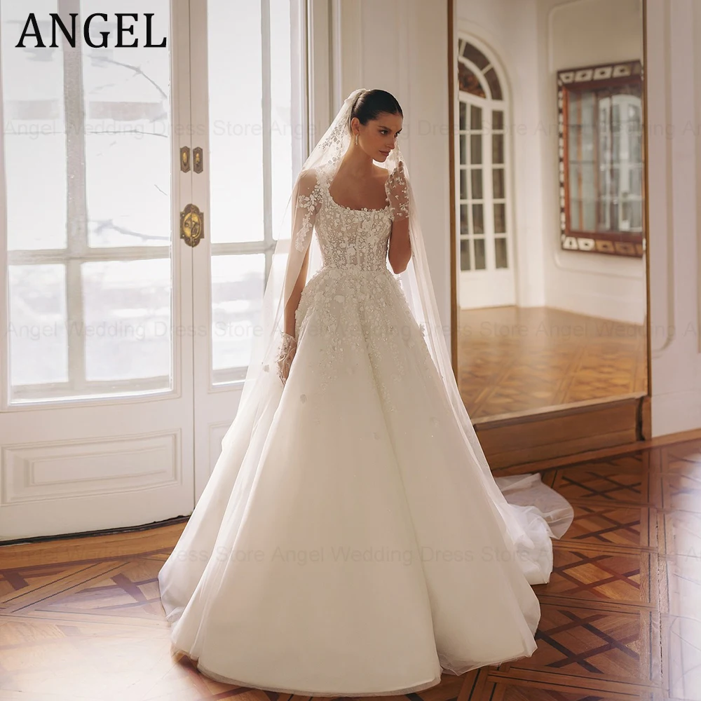 ANGEL Customized Luxury Wedding Dress 2026 Sleeveless Lace Applique A-Line Sequins Vestido De Noivas Long Bridal Gowns for Bride