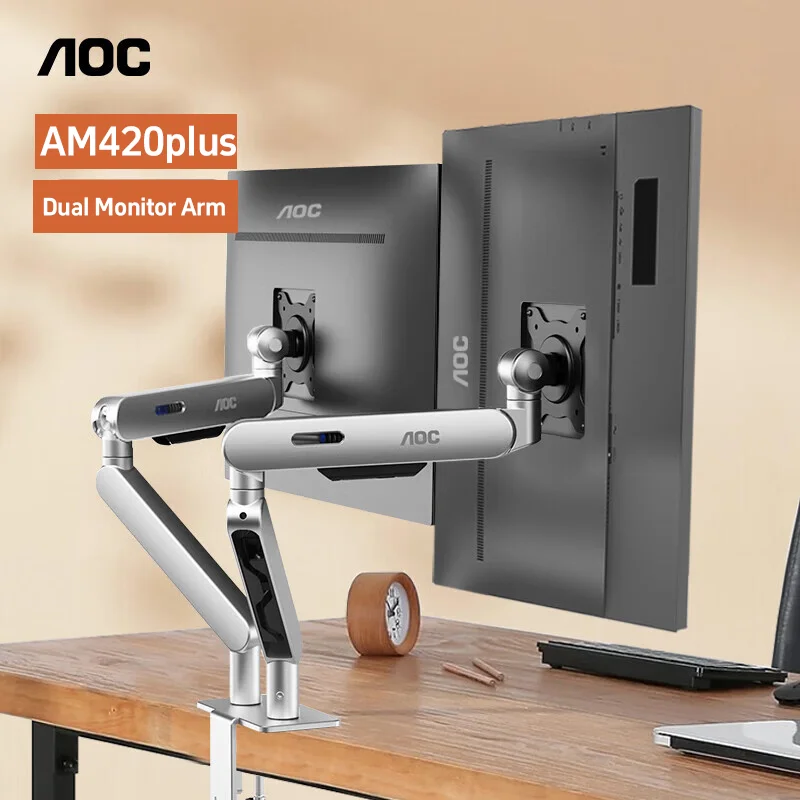 Imagem -02 - Aoc-suporte de Braço para Monitor Duplo para Desktop Suporte de Braço Suporte Rotativo Carga 2-9kg 2132 Polegadas Tela Am420b