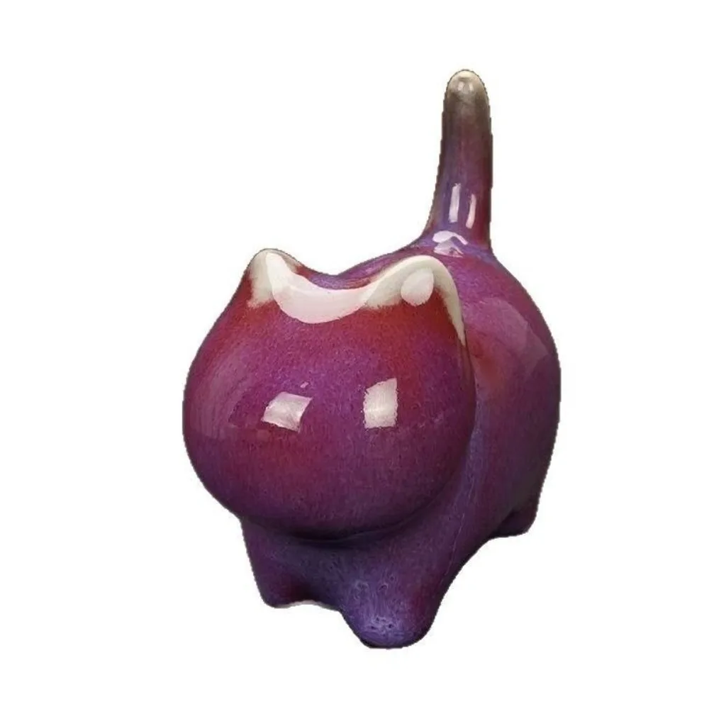 

1/4pcs Cat Tea Pet Ceramic Ornament Craft Desktop Decoration Jun Porcelain Cat Tea Pet Chinese Style Animal Figurines New Year