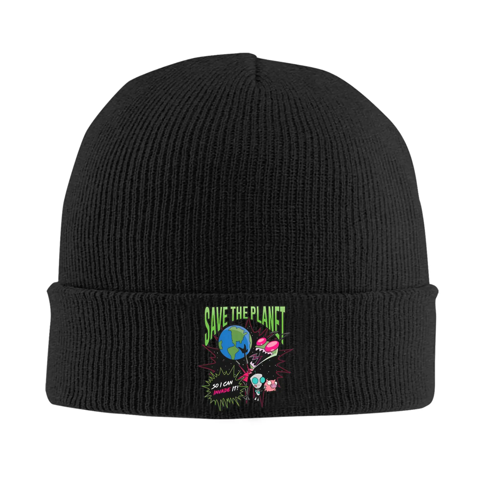 Invaders Zims Earth Day Knitted Hat for Women Men Beanies Autumn Winter Hats Acrylic  Warm Caps