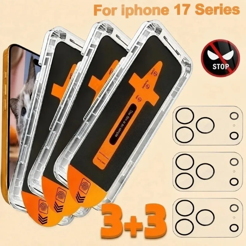 3er-Set Blickschutzfolie für iPhone 17 16 15 14 Pro Max Air 16 15 Plus 13 12 11 Pro 17e 16e mit 3er-Set HD-Kameraobjektivglas