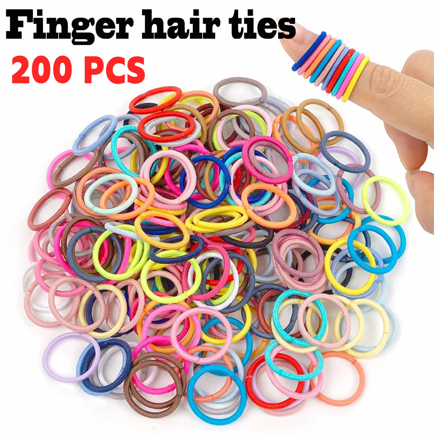 200 Piezas de Lazos para el Cabello para Bebés y Niños Pequeños, Lazos Elásticos Multicolores de 2 cm de Diámetro, Sin Pliegues, Elásticos para el Cabello, Pequeños Lazos para Cola de Caballo