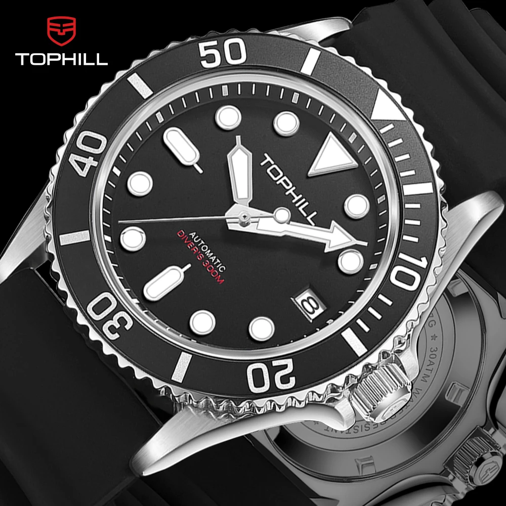 TOPHILL Men\'s Diving Watch 300M Waterproof 316L Automatic Mechanical NH35 Movement Watches Super Luminous Wristwatches Sapphire