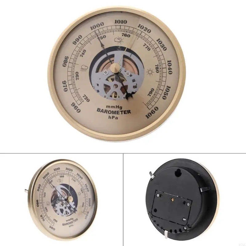 97QC Round Barometer Home Golden Round Perspection Dial Weath Statio 108mm Barometer Mmhg Easy