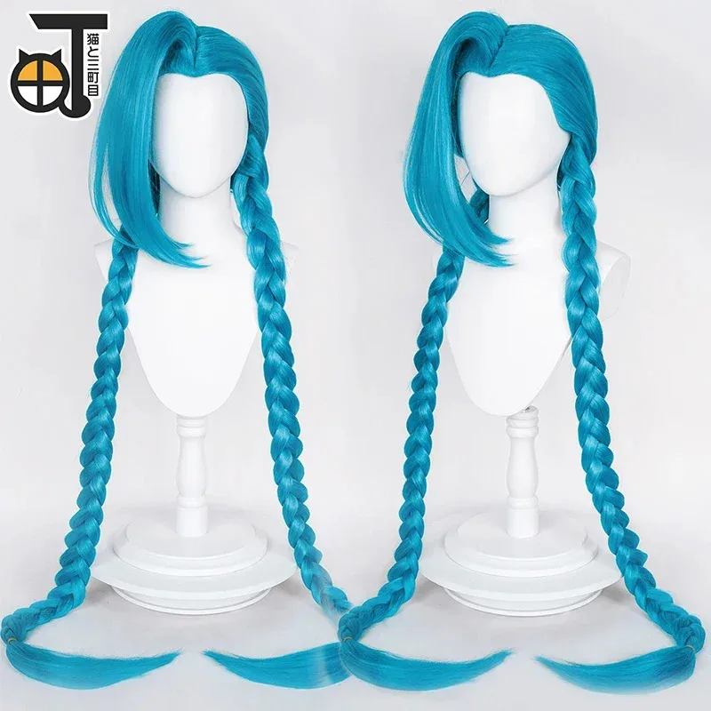 LoL غامض Jinx تأثيري الأسلحة الدعائم BaoBao Vi شقيقة تأثيري بندقية LOL غامض Jinx الأزرق الباروكات لجميع القديسين LOL Arcane Vi/Jinx الدعائم