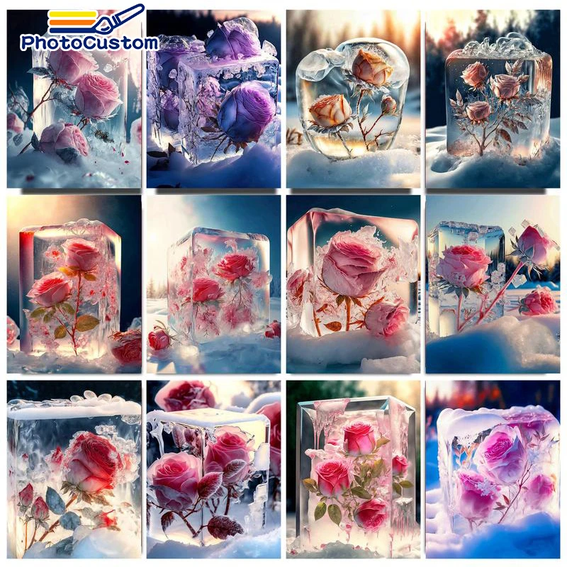 

PhotoCustom Oil Painting By Numbers Kits Glass Rose Diy Acrylic Paint By Numbers For Adults Home Decors Coloring By Numbers Flow