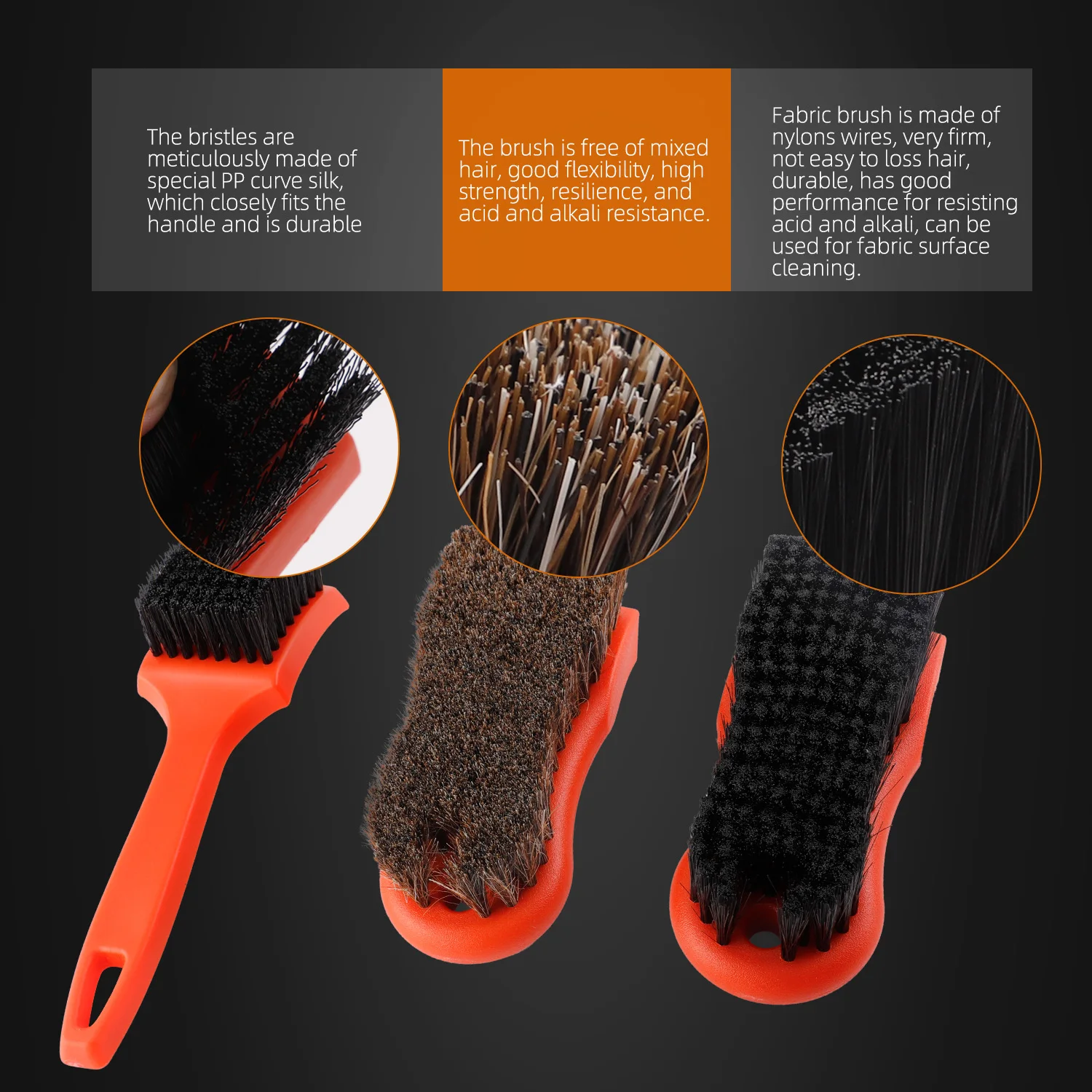 SPTA 3Pcs Car Detailing Brush Kit, Leather&Textile Car Interior Brush, Comfortable Grip and Scratch-Free Car Detailing Cleaning