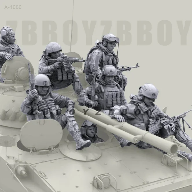 1/35 Resin Soldier model kits figure colorless and self-assembled 7 people A-1680