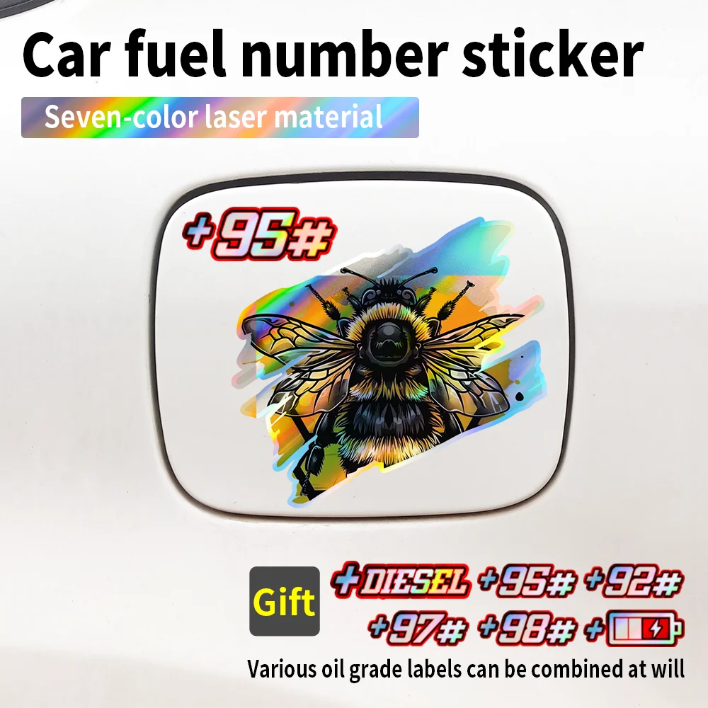 

Honeycomb Car Laser Stickers Auto Fuel Tank Cap Cover Scratch Waterproof Vinyl Diesel and Gasoline Decals Fuel Number Sticker