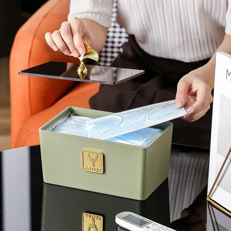 

Большая емкость, одноразовый контейнер для масок, пылезащитный, с крышкой, органайзер для прихожей/стола, для домашнего использования, серебристый, цвет сосновой шишки