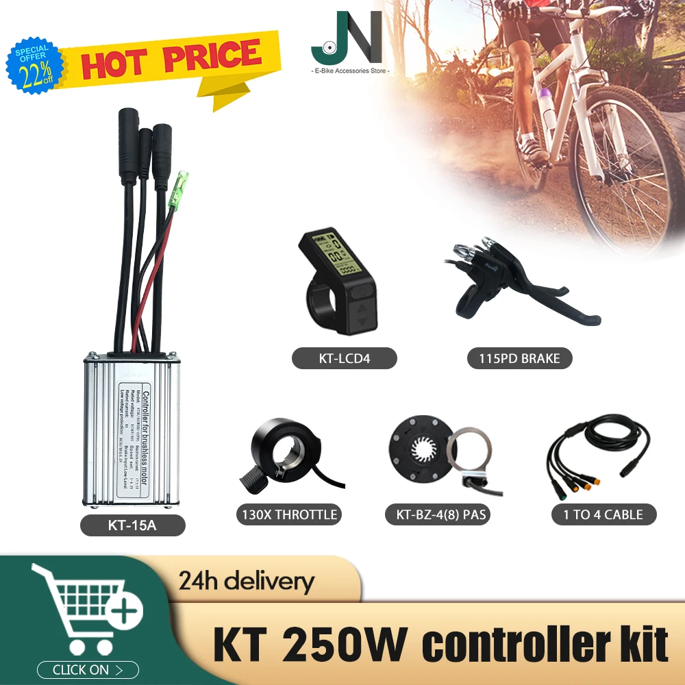 

KT 36V 48V 15A Controller Waterproof Conversion Kit with Kuteng Display Ebrake Throttle PAS 1T4 Use for Electric Scooter Bicycle