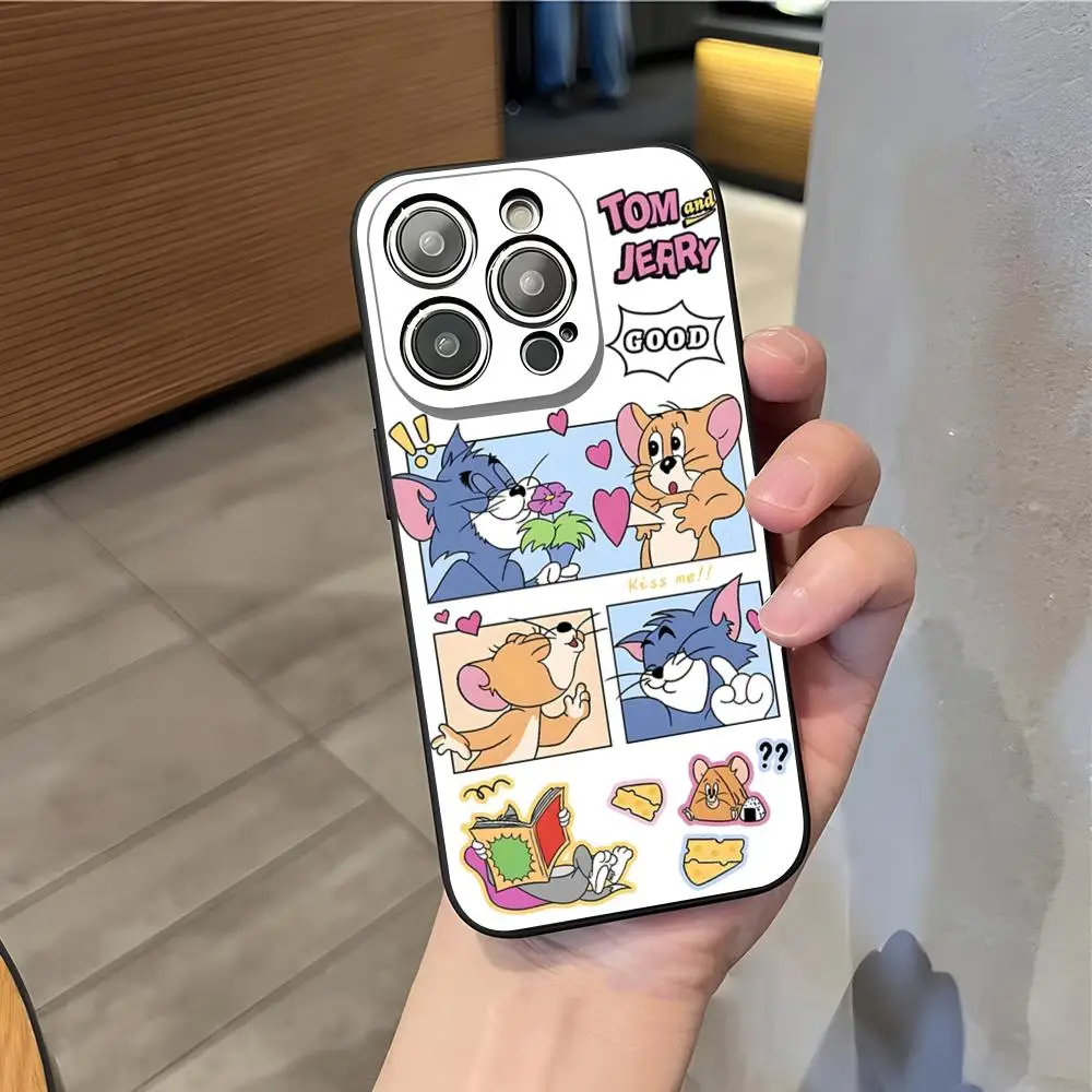 Cartoon J-Jerrys T-Toms Phone Case For IPhone 17 Air 16 E Pro Max 15 14 13 Mini 12 Pro 11 XS Max 7 8 Plus Black Soft Shell view 6