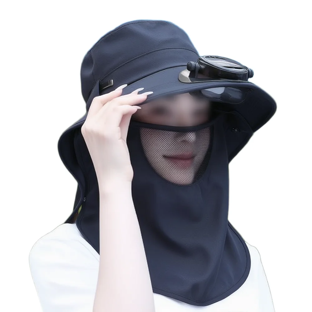 Solar Fan Hat With USB Charging For Outdoor Activities Lightweight UV Protection Breathable Neck Flap Bucket Hat