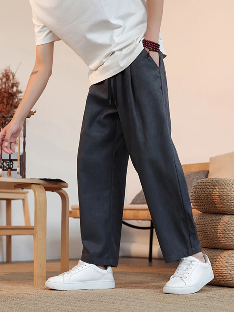 

Мужские повседневные свободные брюки прямого кроя, летние, укороченные, тонкие, новые, модные, дышащие, удобные, базовые цвета