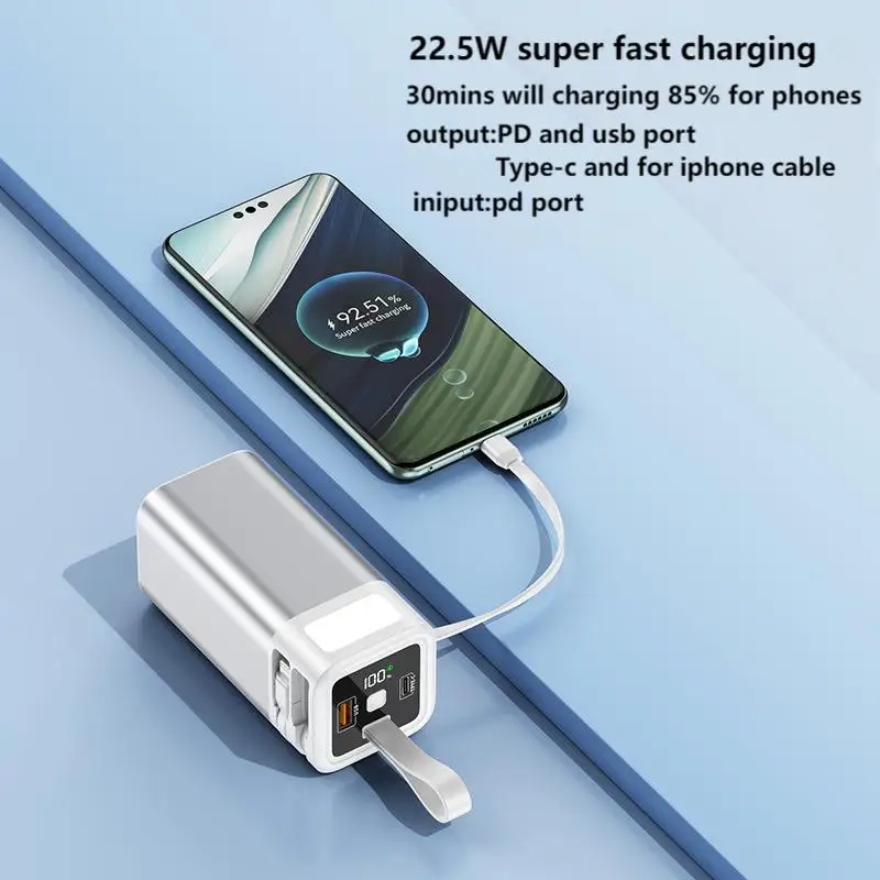 20000mAh Power Bank Large Capacity New 22.5W Super Fast Charge PD20W Comes with dual data cable PowerBanks for Xiaomi iPhone