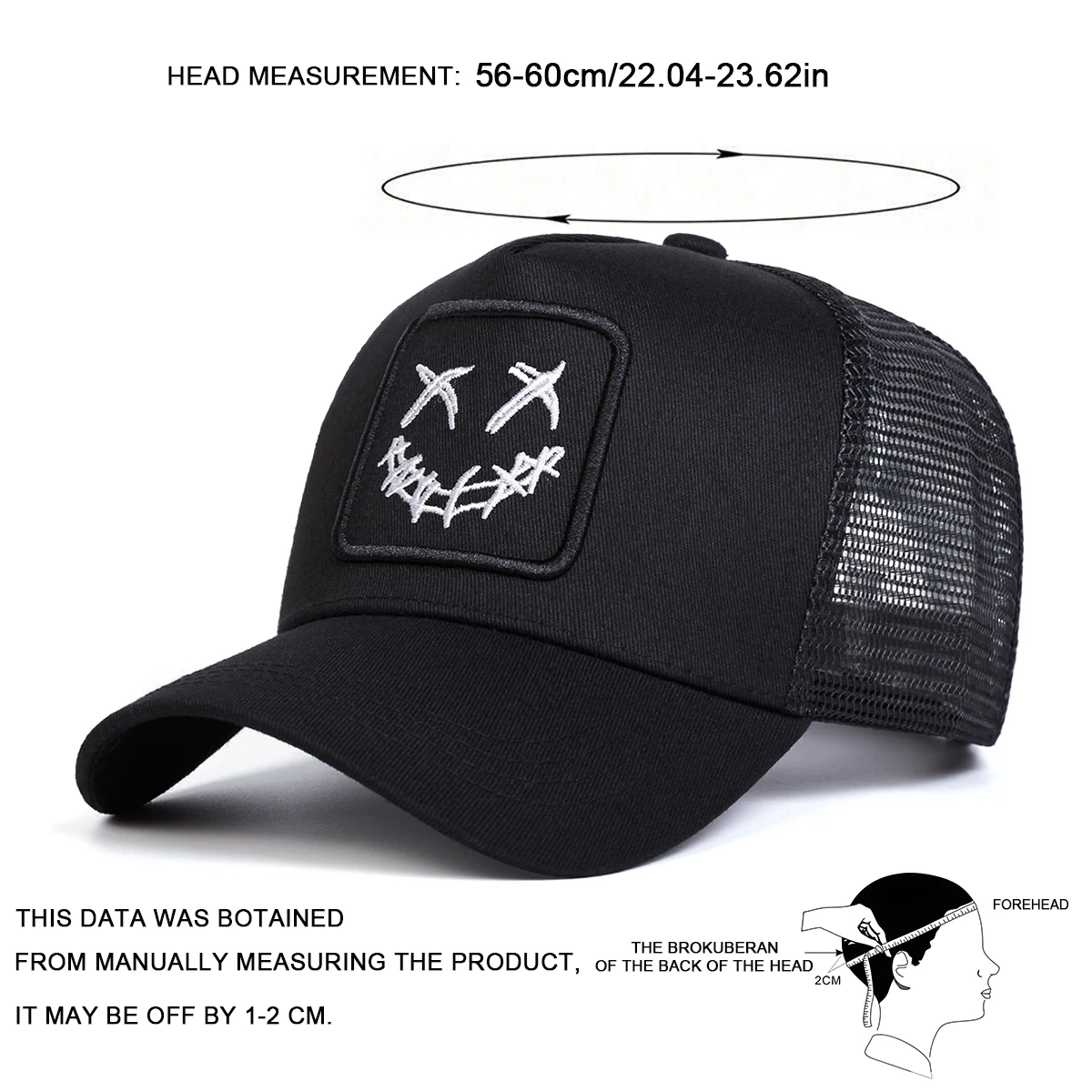 للجنسين XX الوجه المبتسم التطريز قبعات البيسبول صافي الربيع والصيف في الهواء الطلق قابل للتعديل قبعات عادية واقية من الشمس قبعة قبعة رياضية