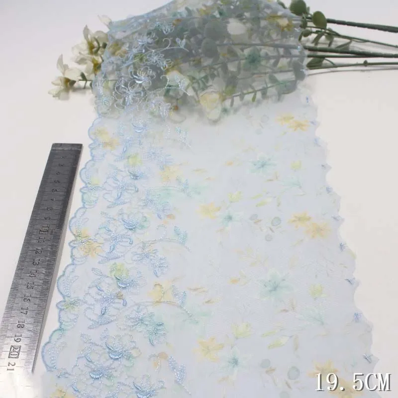 

62 ярда светло-голубая кружевная бейка с цветочной вышивкой для одежды, юбка, подол, нижнее белье, шитье, ремесло, сделай сам, ткань для одежды, кружево