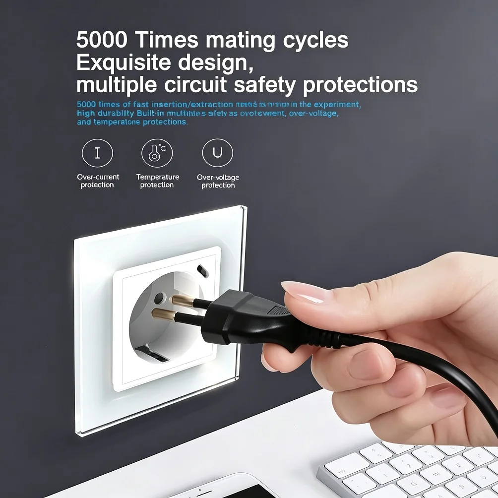 LIVOLO EU Standard 16A Wall Socket 18W Type-C Fast Charging Port Outlets Power Load PC Material for Home Hospital Commercial